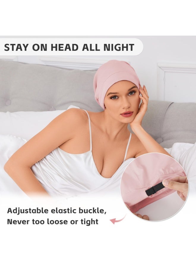 Satin Lined Hair Cap – Silk Bonnet for Women Natural Curly Hair Anti Frizz Hair Wrap Soft Stretchy Slouch Beanie Hat Adjustable 2 Pack - Image 2