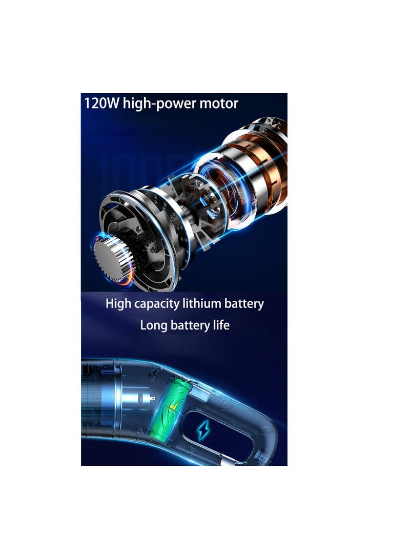 Cordless Handheld Car Vacuum Cleaner, 10000Pa Mini Hoover, Lightweight Rechargeable, 3-in-1 Sucking, Blowing & Pumping Tool for Home & Car Cleaning, Ideal for Pet Owners. - Image 4