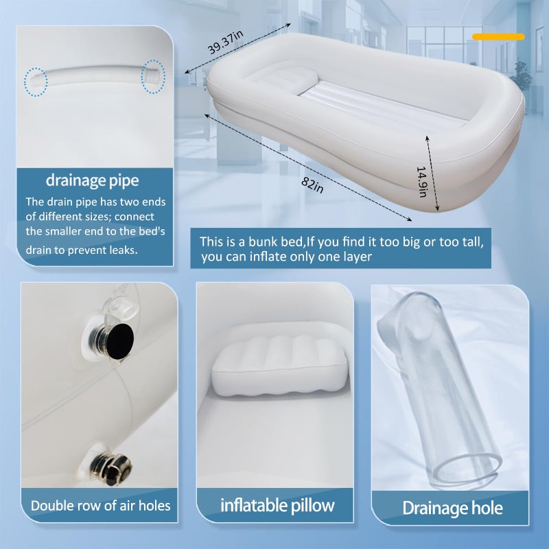 TONGTONGFA,Medical Inflatable Bathtub,Inflatable Bed Bath,Medical PVC Bedside Shower Bathtub Kit,Bed Baths for The Disabled,Suitable for Disabled People, Elderly Pregnant Women, Etc - Image 2