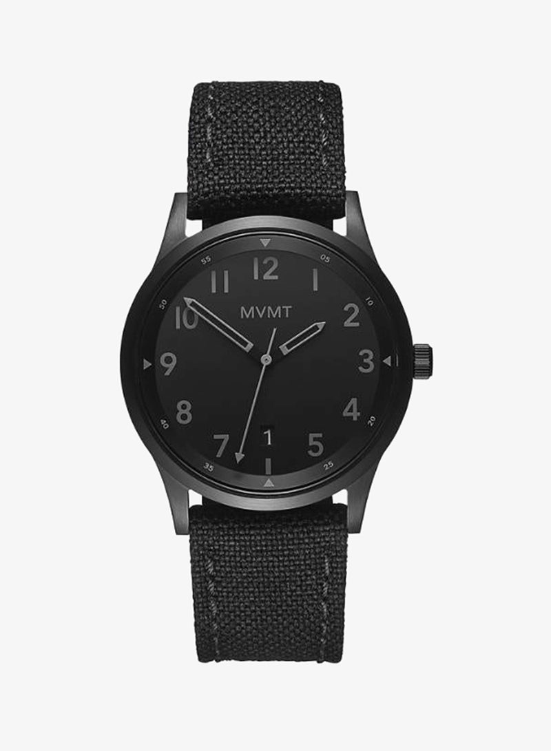 MVMT Men's Quartz Watch, Black Dial, Black Nylon Strap - Image 1