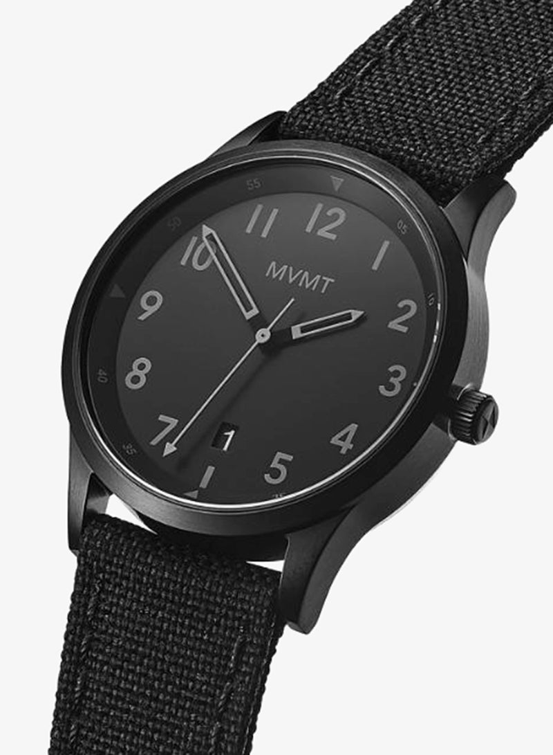 MVMT Men's Quartz Watch, Black Dial, Black Nylon Strap - Image 3