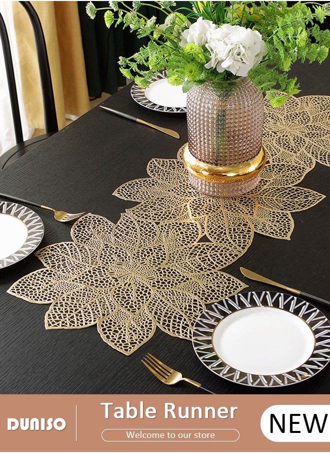 DUNISO - Table Runner, Simulation Bauhinia Washable Placemats, Non Slip PVC Table Runners Holidays Parties Decor, Table Decor for Party and Dining Room Decorations - Image 1