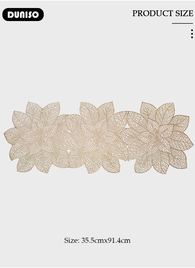 DUNISO - Table Runner, Simulation Bauhinia Washable Placemats, Non Slip PVC Table Runners Holidays Parties Decor, Table Decor for Party and Dining Room Decorations - Image 1