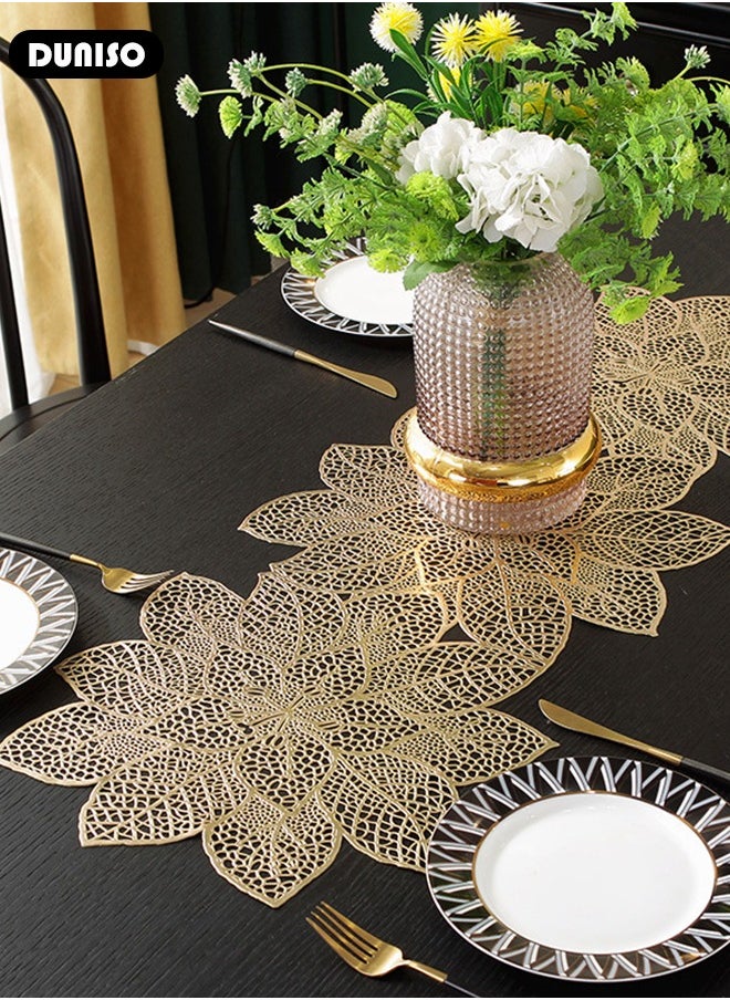 DUNISO - Table Runner, Simulation Bauhinia Washable Placemats, Non Slip PVC Table Runners Holidays Parties Decor, Table Decor for Party and Dining Room Decorations - Image 1