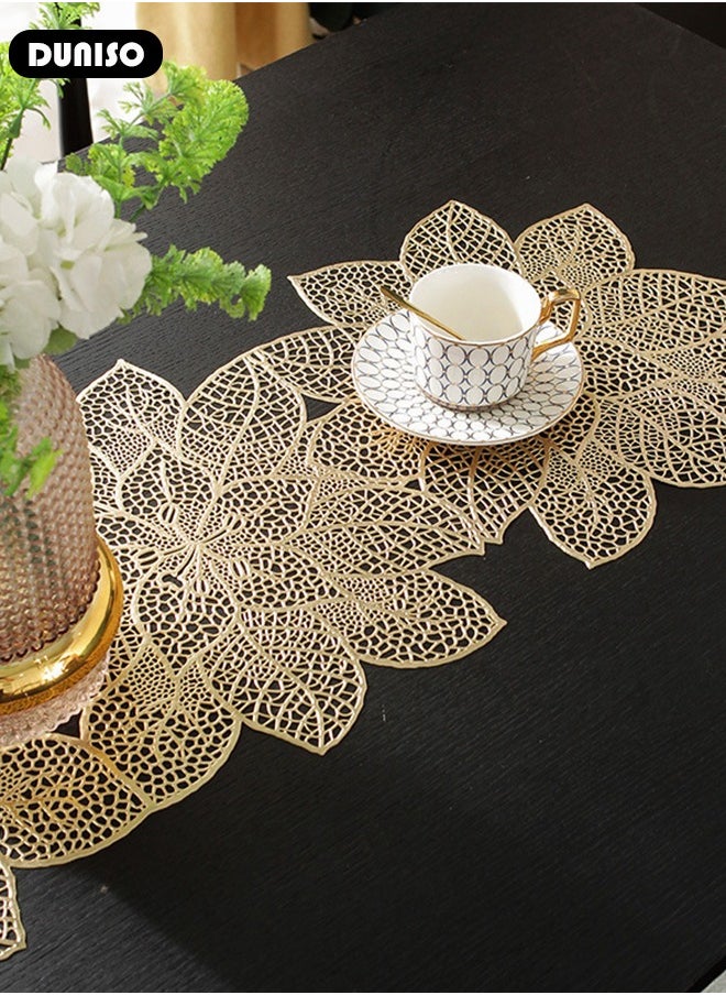 DUNISO - Table Runner, Simulation Bauhinia Washable Placemats, Non Slip PVC Table Runners Holidays Parties Decor, Table Decor for Party and Dining Room Decorations - Image 1