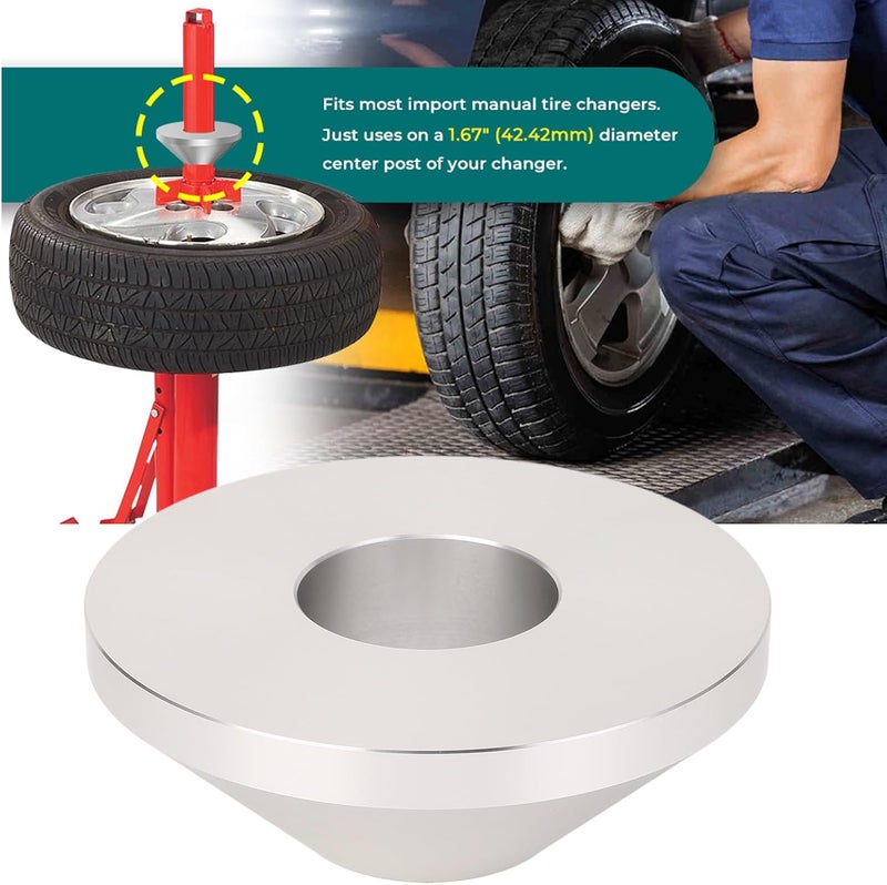 Aluminum Alloy Tire Changer Centering Cone, Manual Tire Changer Cone for 1.65 Inch Center Post, Universal Fit Wheel Balancer Hold Down Cone for Cars Trucks SUVs RVs - Image 2