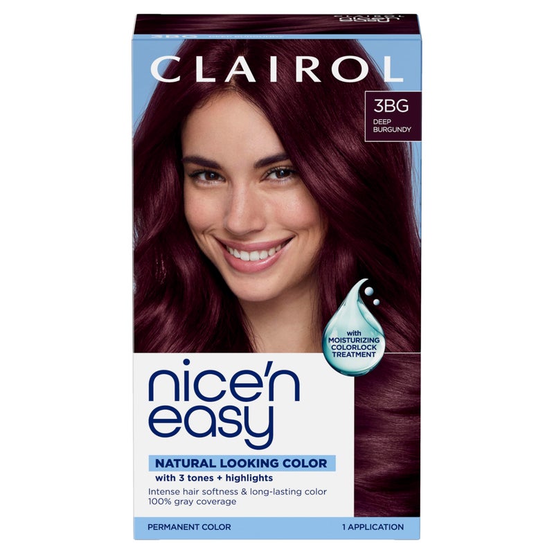 Clairol Nicen Easy Permanent Hair Dye 3BG Deep Burgundy 100 Gray Coverage LongLasting NaturalLooking Color Shine Pack of 1 - Image 3