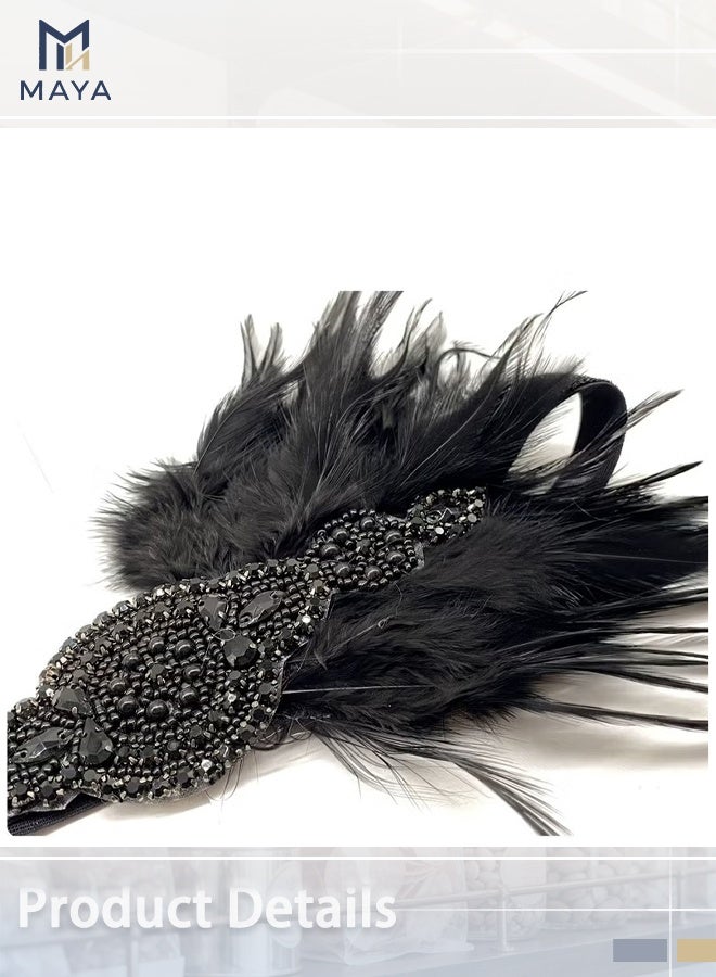 Maya 1920s Women Feather Flapper Vintage Headpiece Roaring 20s Great Gatsby Headband - Image 5