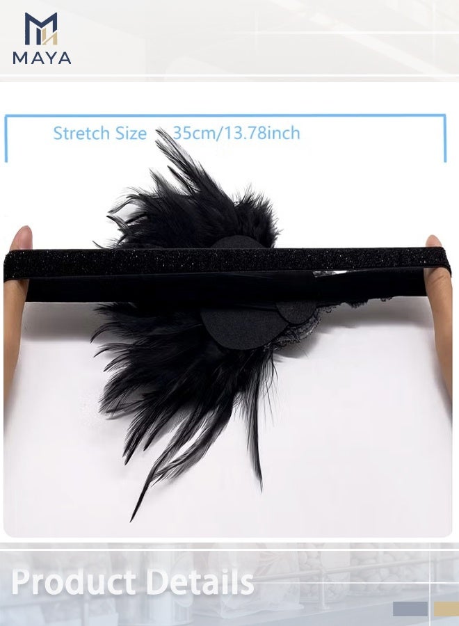 Maya 1920s Women Feather Flapper Vintage Headpiece Roaring 20s Great Gatsby Headband - Image 3