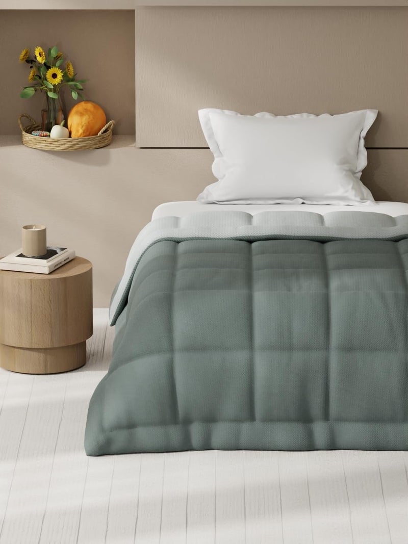 KOPA Ultra Soft Microfiber Reversible Comforter for All Weather -1pc Single (Feather lite) | Reversible Lightweight | Comforter/AC Blanket/Quilt/Duvet for All Weather Reversible-Grey/Ivory - Image 2