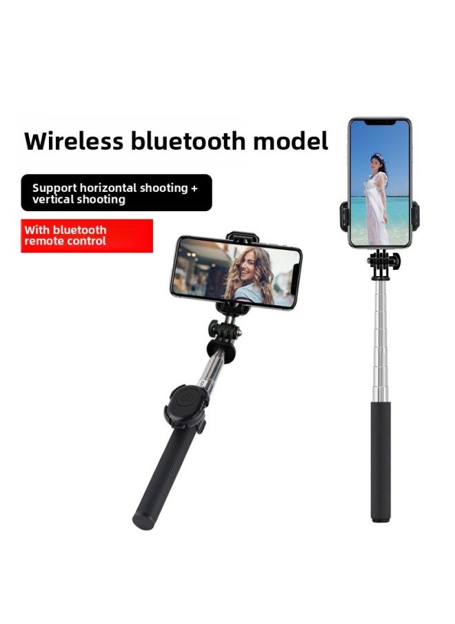 Selfie Stick Smart Phone Live Stand Tripod Multifunctional Bluetooth Photo Artifact Handheld Desktop Self-Shoot Stick-Color:[Single Groove Bluetooth Version] Black [horizontal And Vertical Shot + Remote Control]]