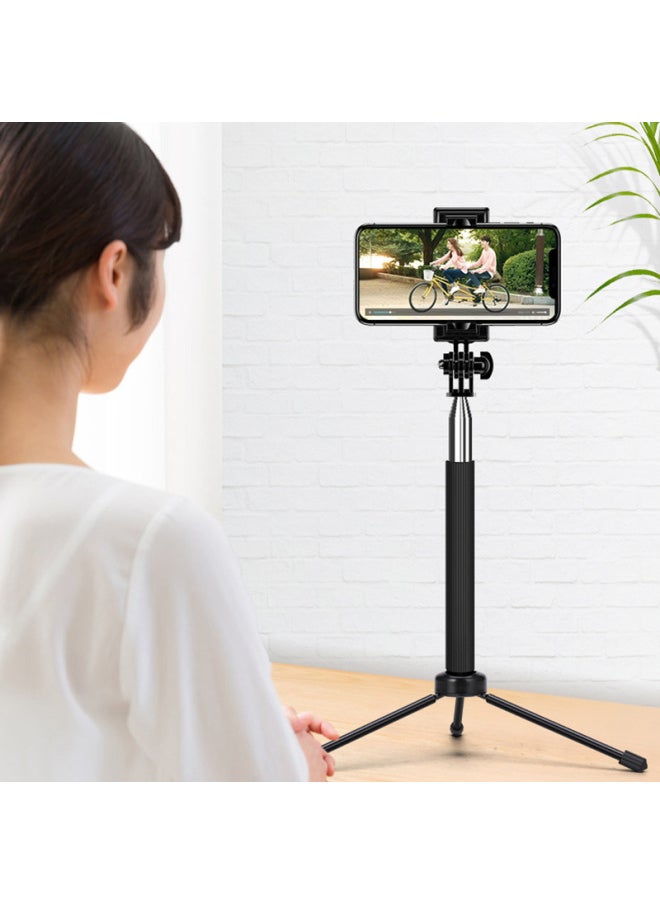 Selfie Stick Smart Phone Live Stand Tripod Multifunctional Bluetooth Photo Artifact Handheld Desktop Self-Shoot Stick-Color:[Single Groove Bluetooth Version] Black [horizontal And Vertical Shot + Remote Control]]