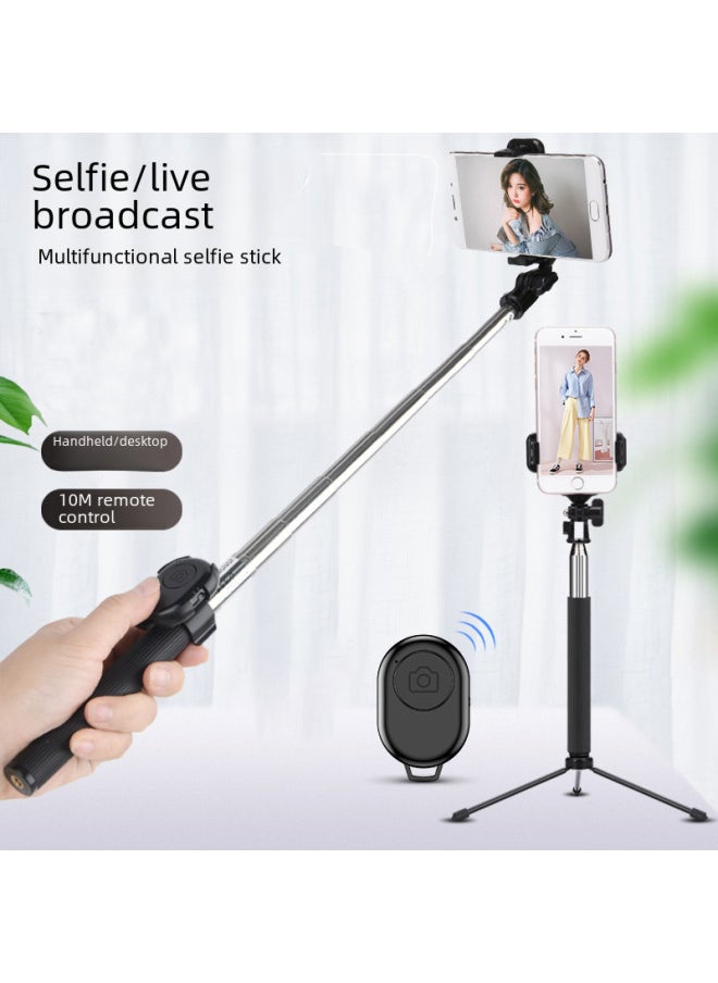 Selfie Stick Smart Phone Live Stand Tripod Multifunctional Bluetooth Photo Artifact Handheld Desktop Self-Shoot Stick-Color:[Single Groove Bluetooth Version] Black [horizontal And Vertical Shot + Remote Control]]