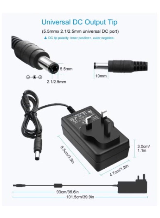 Terabyte 12V 3A Power Supply Adapter DC 12 Volt 36W 3000mA 2.5A 2A 1.5A 1A AC to DC Converter Transformer with 5.5x2.5 5.5x2.1 5.5x3.0 5.5x1.7 4.8x1.7 4.0x1.7 3.5x1.35 3.0x1.1 2.5x0.7 6.3x3.0 10 Tips - Image 2