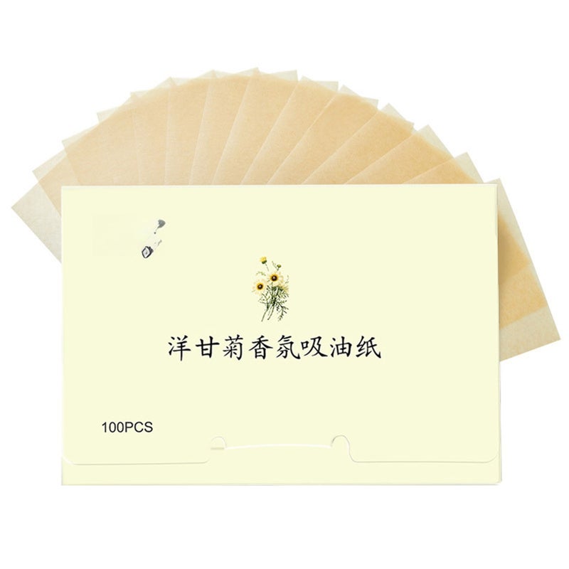 100 Sheets Facial Absorbent Paper Oil Absorbing Sheets Oil Blotting Paper Chamomile  Oil Control Tissues Paper - Image 1