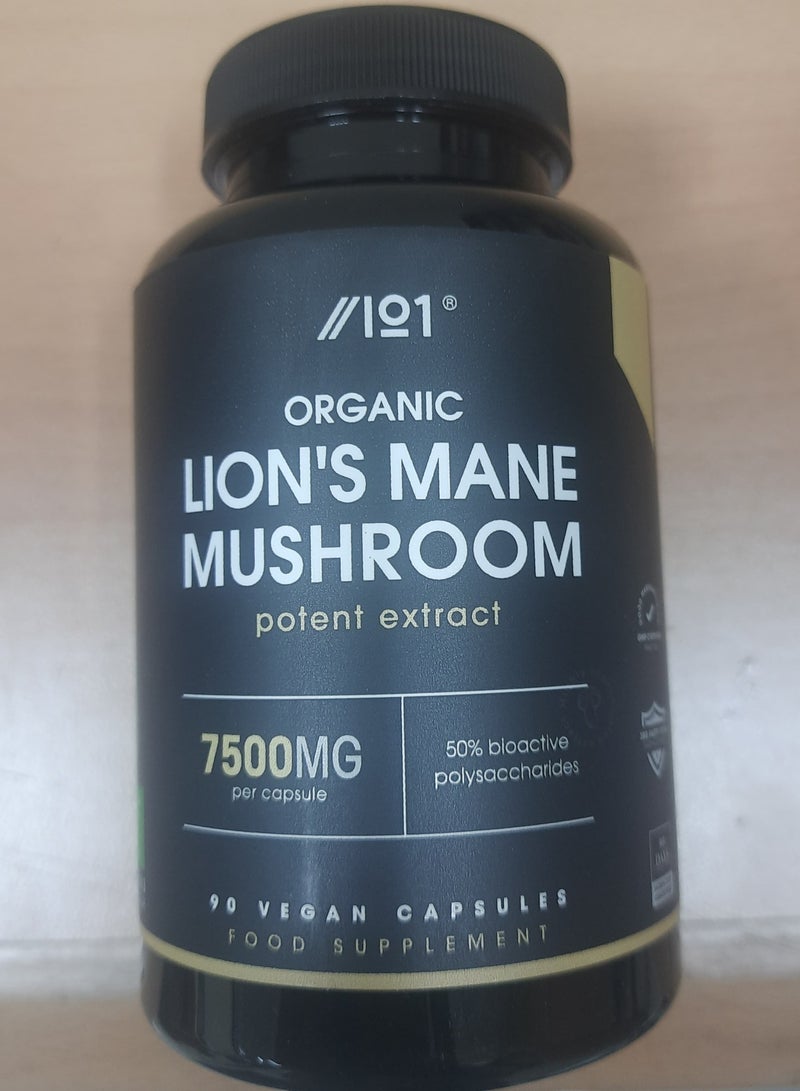 ALPHA01 Organic Lion's Mane Mushroom 7500MG 90 Vegan Capsules pack of 2 - Image 2