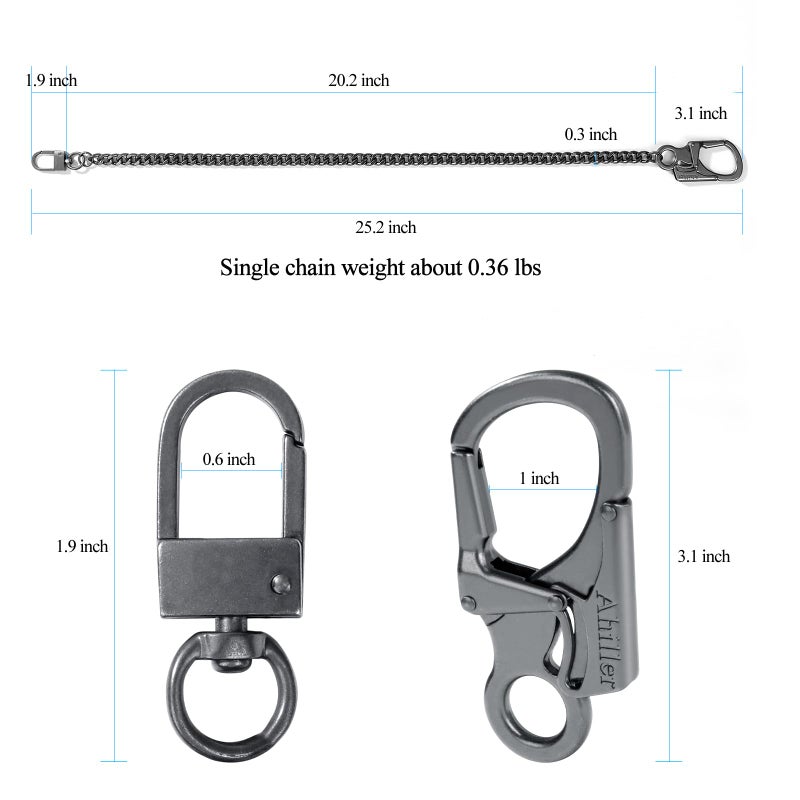 Ahiller Biker Wallet Chain, Heavy Duty Pocket Chain with Lockable Carabiner, Men Chains for Keys, Jeans, Pants, Purse and Handbag (P-Black-1PCS) - Image 4