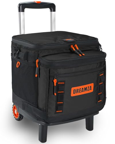 DREAMZA Soft Cooler with Wheels, 60-Can Wheeled Cooler with Handle, Leak Proof Rolling Cooler Insulated Bag with All-Terrain Cart, Collapsible Rolling Ice Chest for Beach Picnic Camping Grocery - Image 1