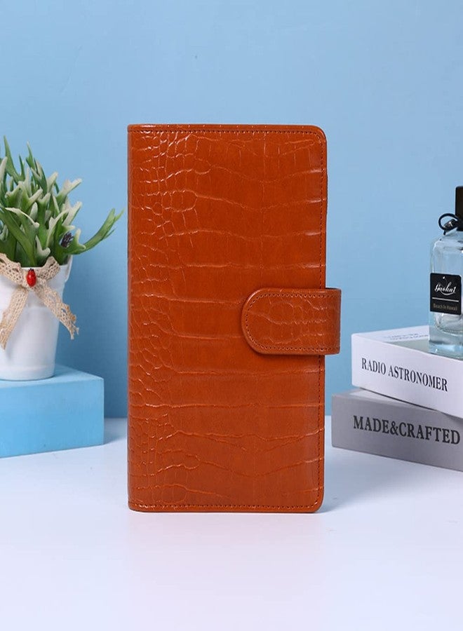 eleger A6 6 Ring Budget Binder - Crocodile Pattern Leather Notebook Binder, Small Refillable Planner Cover with Magnetic Buckle, Brown - Image 4