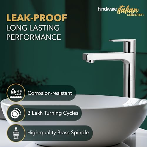 Hindware F360002CP Element Wash Basin Tap for Bathroom | Pillar Tap - Tall | Cold Only | Brass with Chrome Finish - Image 4