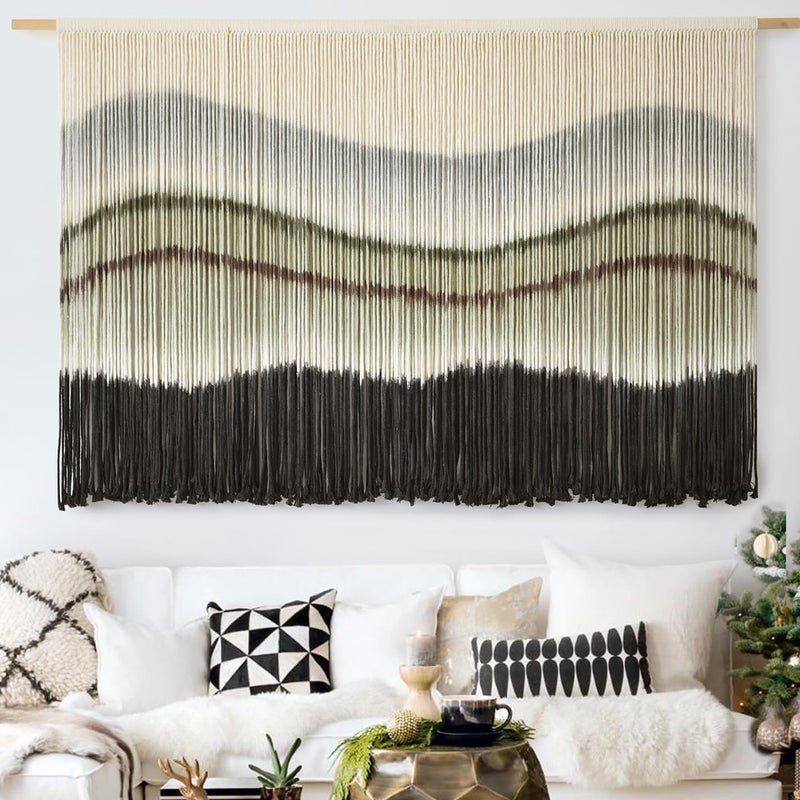 Flber Macrame Wall Hanging Dip-Dye Large Macrame Wall Decor Boho Home Decor Scale Fiber Wall Art Yarn Craftsmanship Art 57" Wx 35" L - Image 2