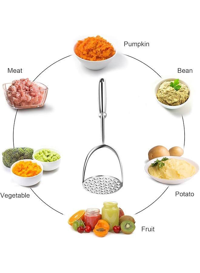 KASTWAVE Heavy Duty Stainless Steel Potato Masher, Professional Integrated Masher Kitchen Tool & Food Masher Potato Smasher, With Long Handle, Perfect For Bean, Vegetable, Fruits, Avocado, Meat - Image 4