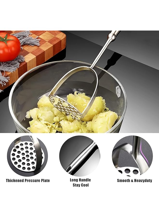 KASTWAVE Heavy Duty Stainless Steel Potato Masher, Professional Integrated Masher Kitchen Tool & Food Masher Potato Smasher, With Long Handle, Perfect For Bean, Vegetable, Fruits, Avocado, Meat - Image 2
