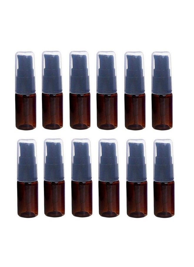Happyupcity 12Pcs 10Ml 0.3Oz Brown Empty Plastic Lotion Pump Bottle With Transparent Cap Sample Jar Refillable Portable Durable Cosmetic Container Shampoo Emulsion Holder For Vacation Travel Daily Life  - Image 1