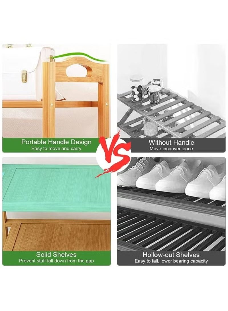 Beauenty Shoes Rack Stand 6 Tier: Bamboo Shoe Shelf Free Standing Large Shoe Storage Organizer Sturdy with Portable Handle Space Saving for Entryway Living Room Bedroom - Image 3