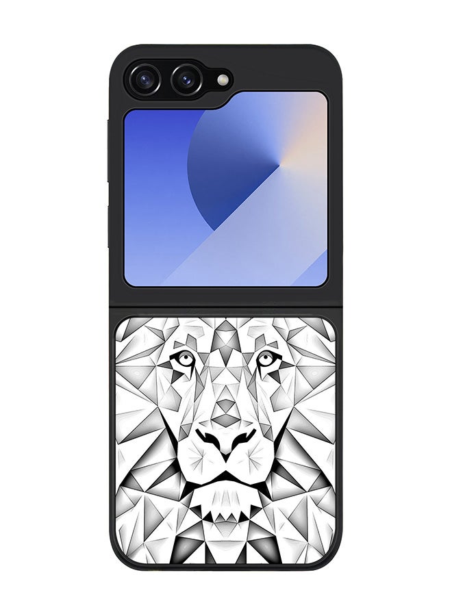 Stylizedd Rugged Black edge case for Samsung Galaxy Z Flip7 FE, Slim fit Soft Case Flexible Rubber Edges Anti Drop TPU Gel Thin Cover -  Poly Lion - Image 1