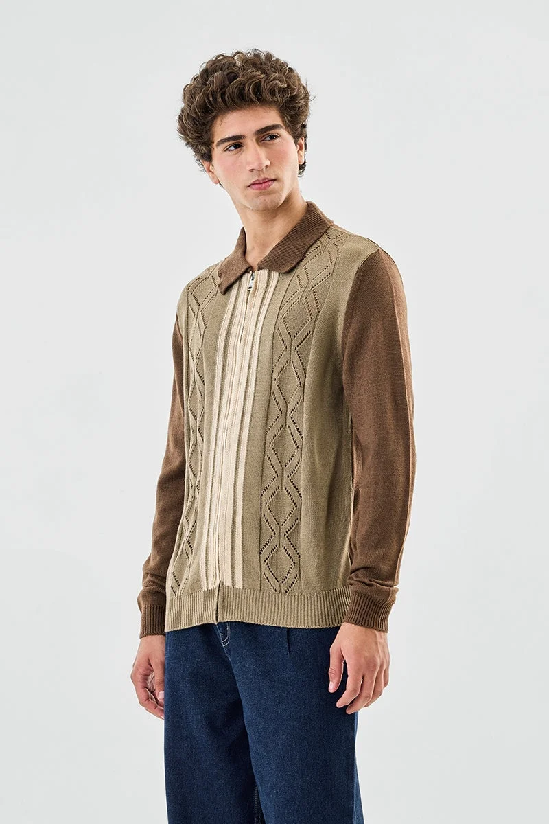 سنيتش سترة فاخرة محبوكة بسحاب