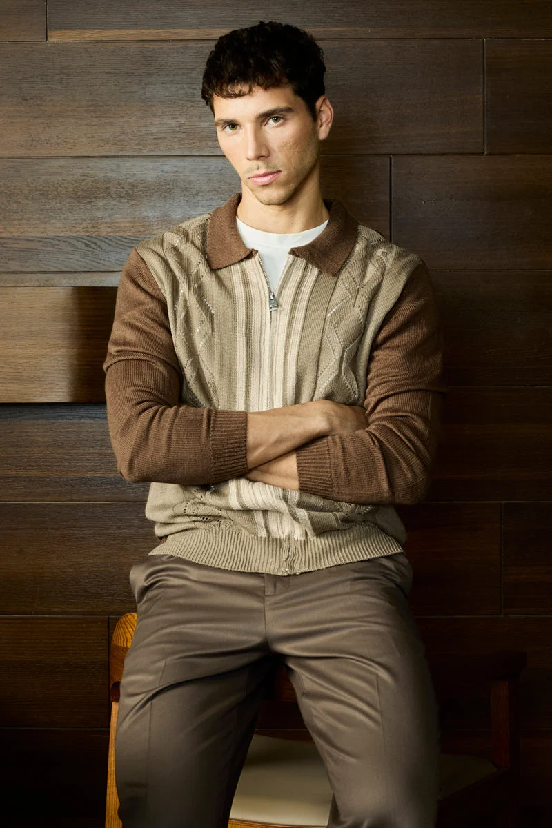 سنيتش سترة فاخرة محبوكة بسحاب