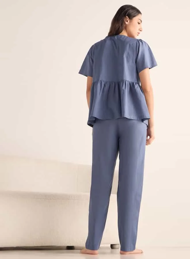 Splash FAV Embroidered Shirt and Pyjama Set