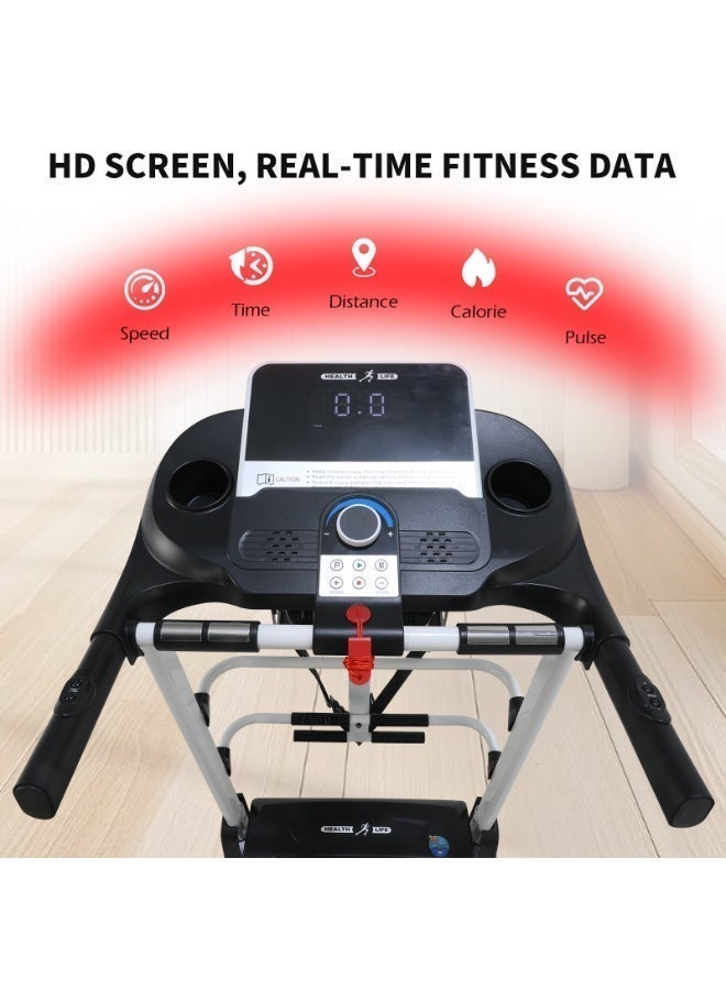 هيلث لايف V3000ACM-جهاز مشي كهربائي قابل للطي متعدد الوظائف موتور AC 3.0 حصان شاشة LCD، 150 كجم، أسود/أبيض - Image 5