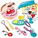 Crelloci Dentist Color Dough Set Dental Tools Kit Drill and Fill Doctor DIY Playset Toys for Kids Toddlers 3 Years and Up Art Craft Gift with Moulds Models 5 NonToxic Color - Image 2