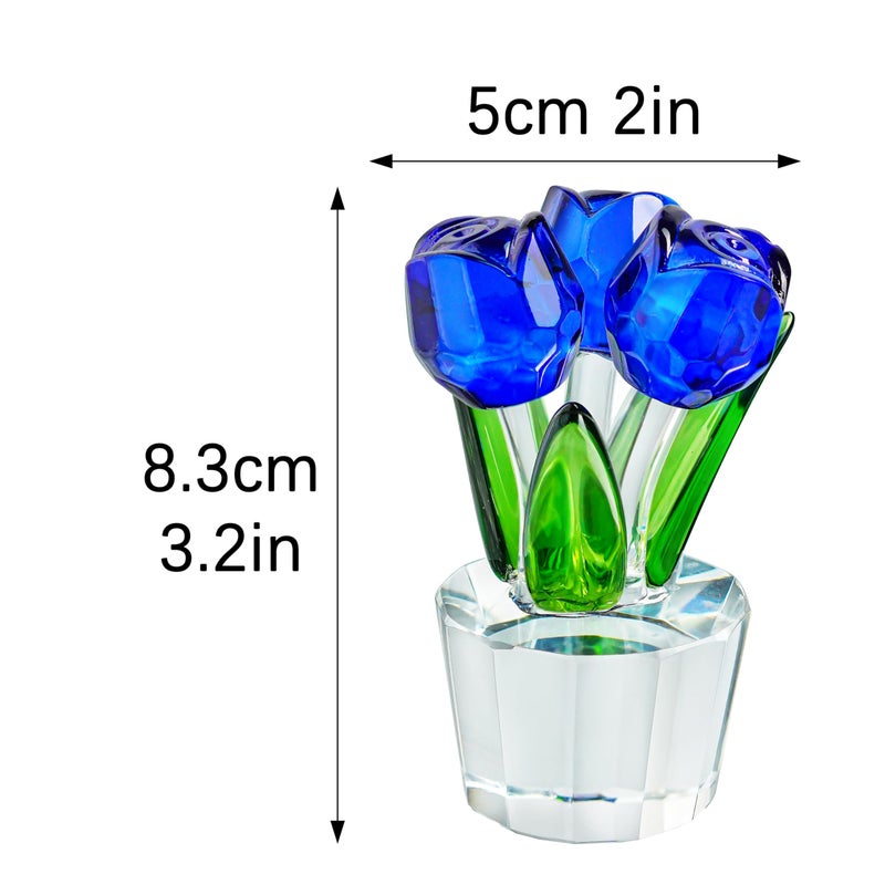 KRISININE Blue Crystal Rose Flower Figurine for Wife Girlfriend Rose Collectible Figurines for Valentine's Day(3.2 * 2inch) - Image 4