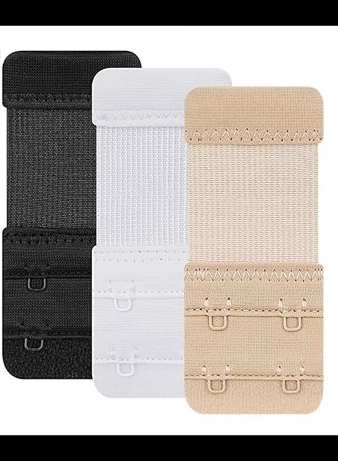 ITALO Women Polyester Bra Extender 2-Hook -2Eye,Give Life to Your Old Lovely bra's Use Bra Extenders One size Fits all,Pack of 3 Size- Free (White, Black, Nude) - Image 1