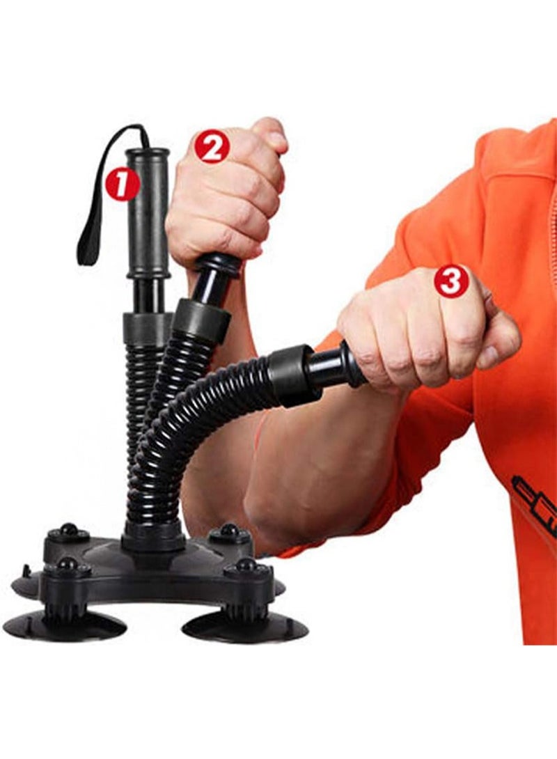 ايكانبو جهاز تدريب مصارعة الذراع، جهاز تمرين مصارعة الذراع باور تويستر مثبت، قضيب زنبركي مقاوم لعضلات الذراع والساعدين والكتفين وتدريب قوة الساعد، مطور العضلات (أسود، 35-40 رطل) - Image 1