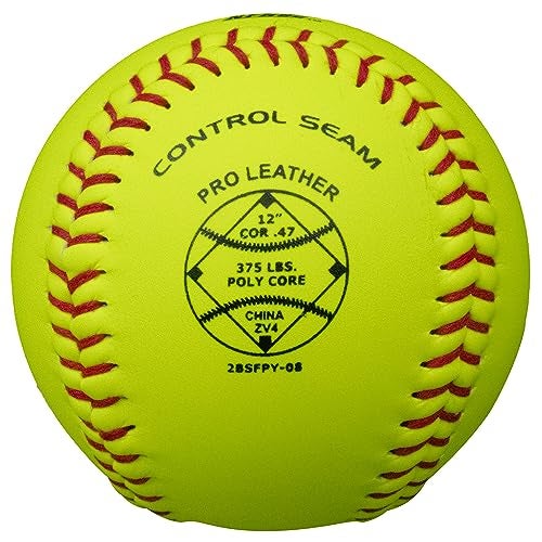 Baden Perfection Game Fastpitch Softballs | NFHS Approved 12" Ball | Yellow Pro Leather Softballs for Fastpitch Play | One Dozen - Image 2