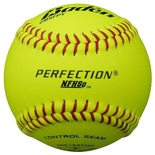 Baden Perfection Game Fastpitch Softballs | NFHS Approved 12" Ball | Yellow Pro Leather Softballs for Fastpitch Play | One Dozen - Image 1