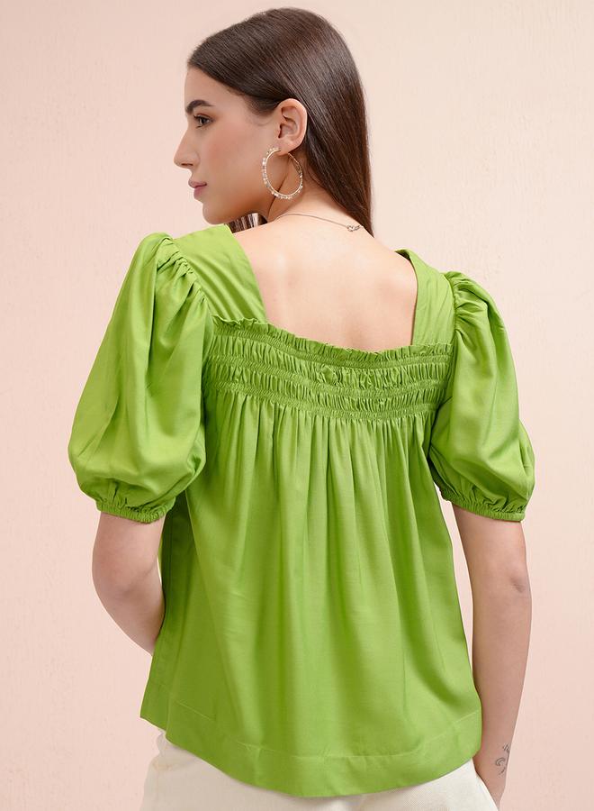 Tokyo Talkies Tokyo Talkies Puff Short Sleeves Smocked Top - Image 3