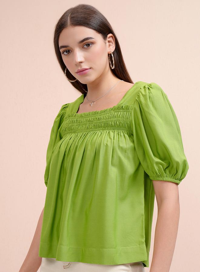 Tokyo Talkies Tokyo Talkies Puff Short Sleeves Smocked Top - Image 4