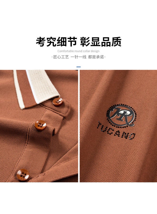 Tucano men's Classic Solid Color Collar Business Casual Breathable Short Sleeve Polo Shirt T-shirt - Image 5