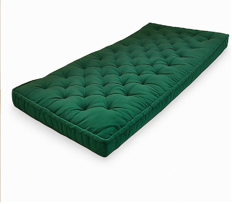 ATOOTFUSION Cotton Floor Mattress, 4 inch Thick Tufted Cushion, 72 x 30 inch, Foldable, Rollable Light Weight Cotton Mattress (Bottle Green) - Image 2