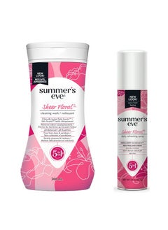Summer's Eve Sensitive Skin Cleansing Wash Sheer Floral 266ml + Feminine Deodorant Freshening Spray, Blissful Escape 56.7g  - Image 1