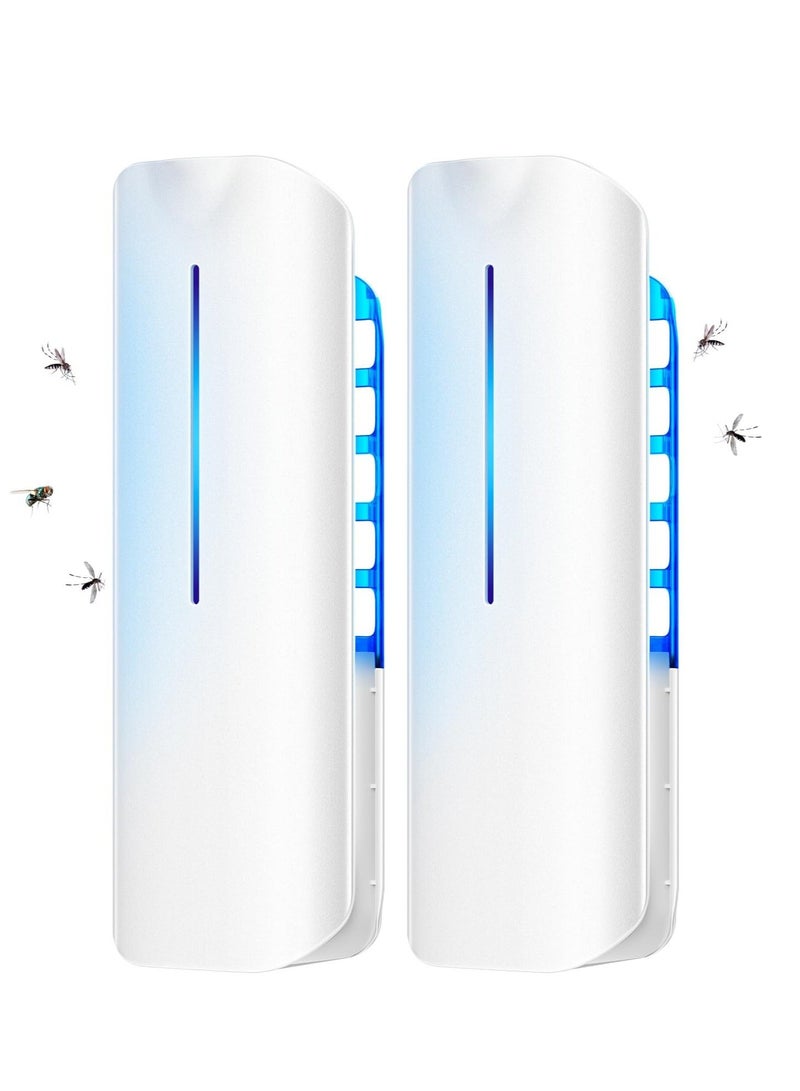 2 أجهزة مصيدة ذباب مع قابس أبيض - تشمل 10 بطاقات لاصقة، قاتل حشرات داخلي للبعوض / الذباب الفاكهي / البق مع ضوء ليلي (معتمد من مجلس التعاون الخليجي) - Image 2