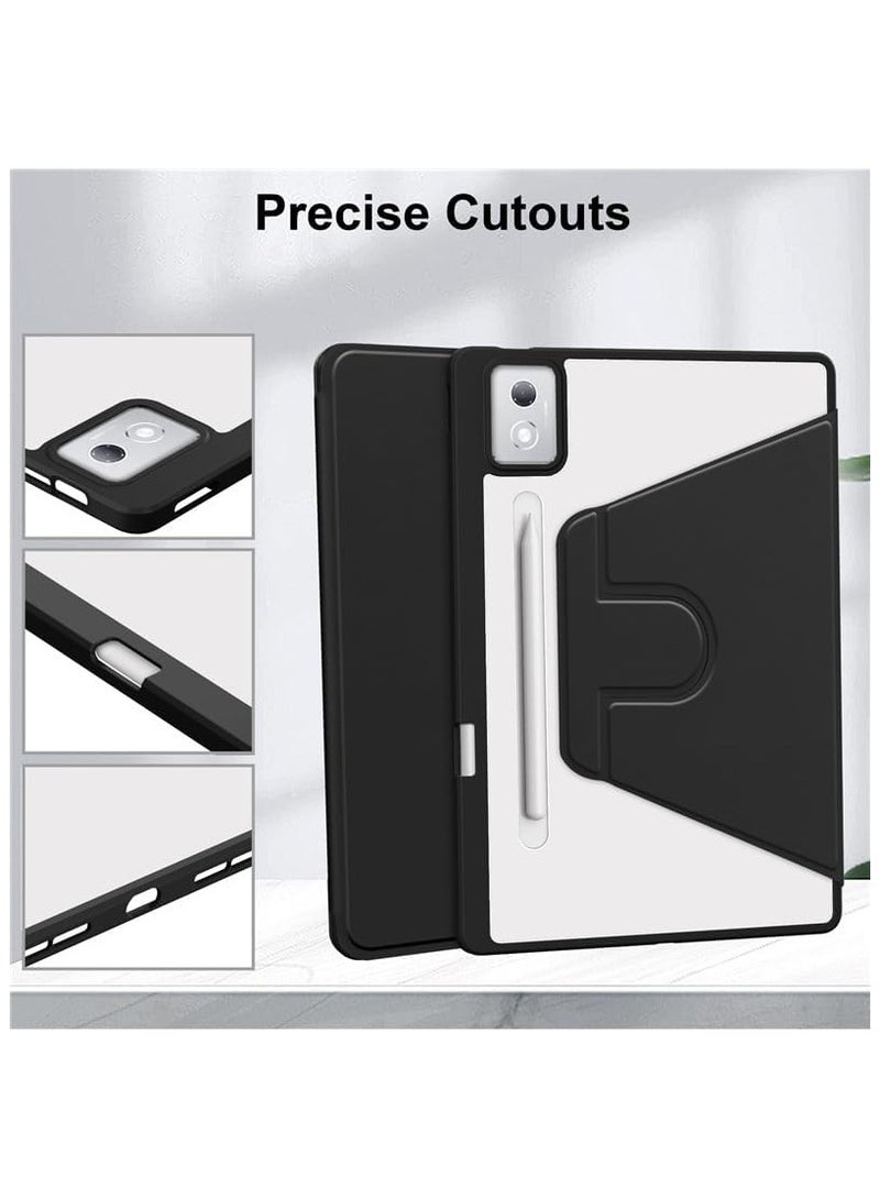 Captaintech Case Compatible with Lenovo Idea Tab Pro 12.7 Inch 2025,360 Degree Rotating Stand,Acrylic Transparent Rotating Protective Case,Multi-View Stand,with Pen Slot,Auto Sleep/Wake (Black) - Image 5