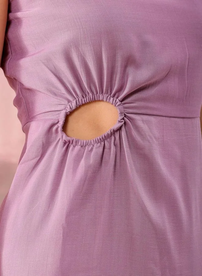 Freehand  Women Fit and Flared Solid Round Neck Sleeveless Cut Out Dress for Women | Best Price UAE