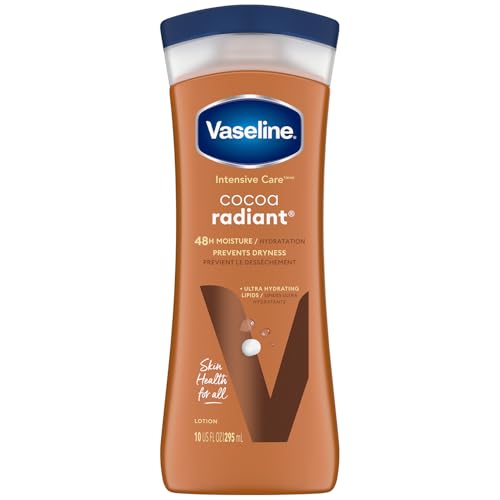 Vaseline Intensive Care Cocoa Radiant  Hand  Body Moisturizer with Cocoa Butter Shea  Petroleum Jelly Healing Lotion for Extremely Dry Skin 10 Oz