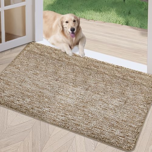 REFETONE Indoor Doormat, Front Door Mat 20"x32" Absorbent Rubber Backing Non Slip Back Door Mats, Washable Low-Profile Inside Floor Mat Door Rugs for Entryway, Resist Dirt Mud Mat for Dogs, Coffee - Image 1